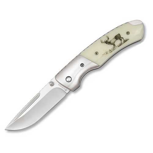 Albainox Deer Scene Drop Point Folding Knife 19469