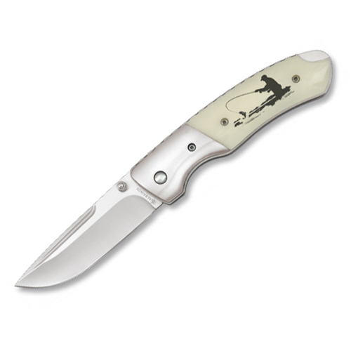 Albainox Fishing Scene Drop Point Folding Knife 19722