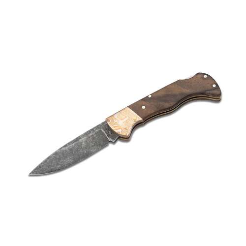 Boker Folding Hunter Mokume Walnut Black Stonewash