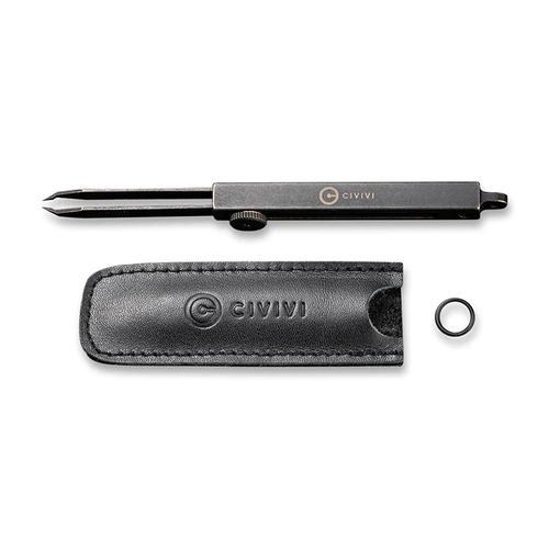 Civivi C19062B-A  Tac-N-Tweeze Stainless Tweezers, Brass Handle, Leather Sheath