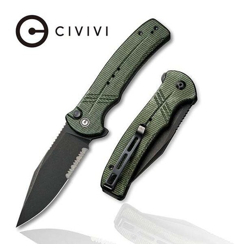 Civivi C20038E-4  Cogent Folding Knife, Button Lock Flipper, Part Serrated