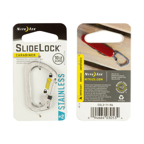 Nite Ize SlideLock Carabiner Stainless #2 Silver CSL2-11-R6