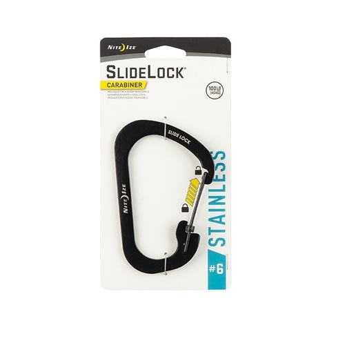 Nite Ize SlideLock Carabiner Stainless Steel #6 Black CSL6-01-R6