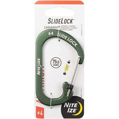 Nite Ize SlideLock Carabiner Aluminium #4 Olive CSLA4-08-R6