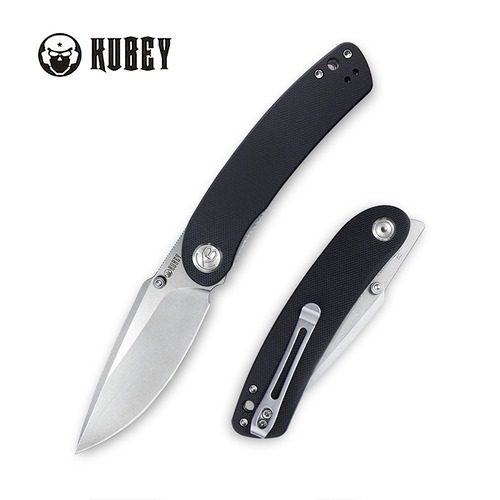 KUBEY KU344A MOMENTUM Folding Knife, Bead Blasted D2, Black G10 KU344A