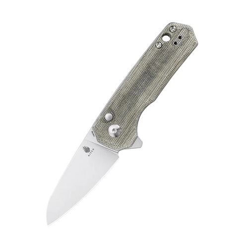 Kizer Kv3541C1 Azo Lieb M Button Lock Folding Knife, Green Micarta