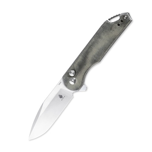 Kizer V3549C1 Assassin Button Lock Flipper, Green Micarta