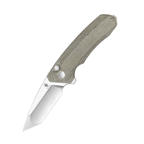 Kizer Kv4602C2 Mad Tanto Button Lock Folding Knife, Green Micarta