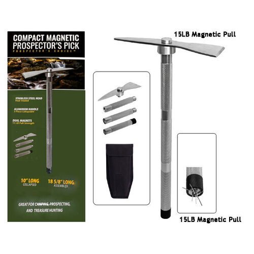 Compact Magnetic Prospector's Pick With Carrying Case