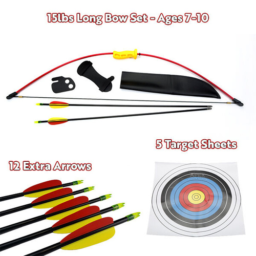 Apex Hunting 15LBS KIDS LONGBOW SET - RED RB010