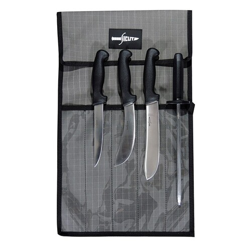 SICUT 5 Piece Butchers Knife Package – Black Handle