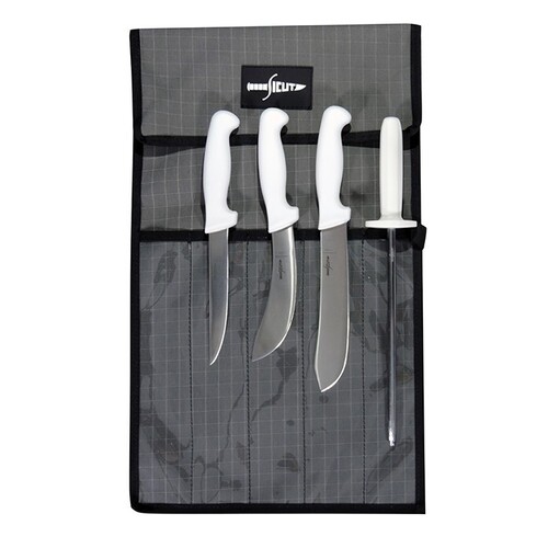 SICUT 4 Piece Butchers Knife Package – White Handle