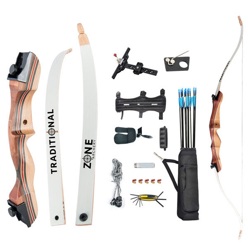 Apex Hunting Traditional Recurve Bow Package - Zone Archery - RH 48 Inch 16lbs  TP-R7-PACKAGE-48-16