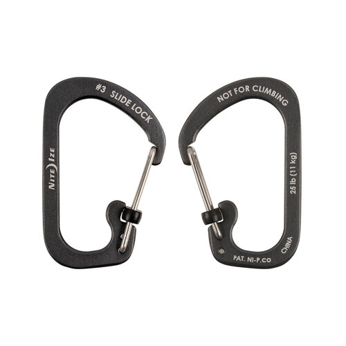 Nite Ize SlideLock Carabiner Aluminum #3 Charcoal