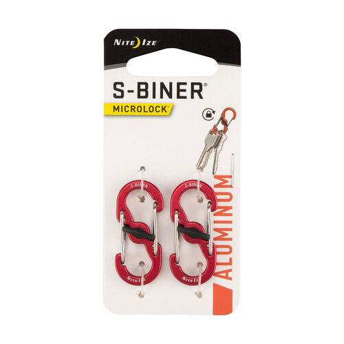 Nite Ize S-Biner MicroLock Aluminum 2 Pack Red