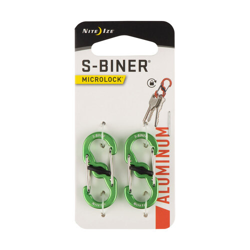 Nite Ize S-Biner MicroLock Aluminum 2 Pack Lime