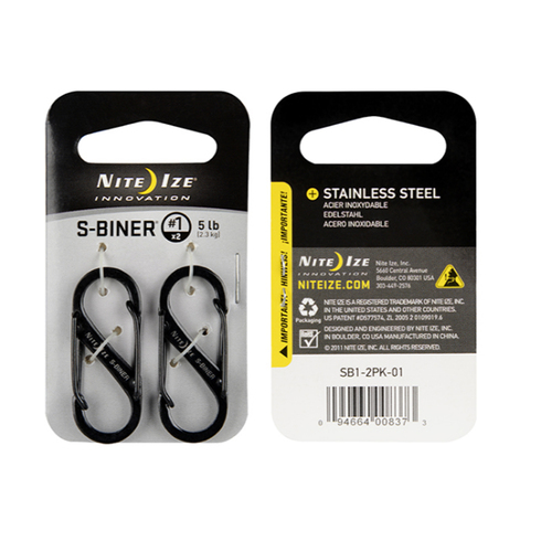 Nite Ize S-Biner Size 1 Twin Pack Black