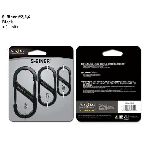 Nite Ize S-Biner Steel # 2, 3 & 4 Triple Pack Black