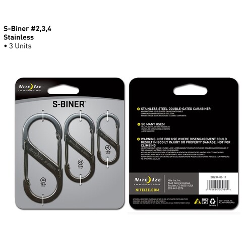 Nite Ize S-Biner Steel # 2,3 & 4 Triple Pack Stainless