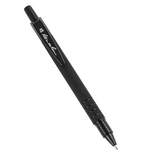 All Weather Plastic Clicker Pen w/Clip Refillable Matte Black Black Ink