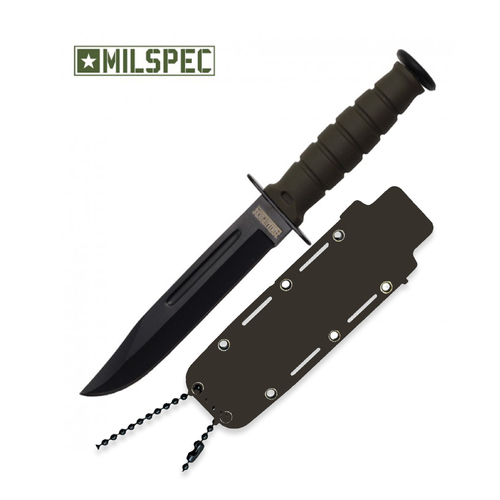 Milspec Neck Knife Green + Sheath with Chain YC9022GN