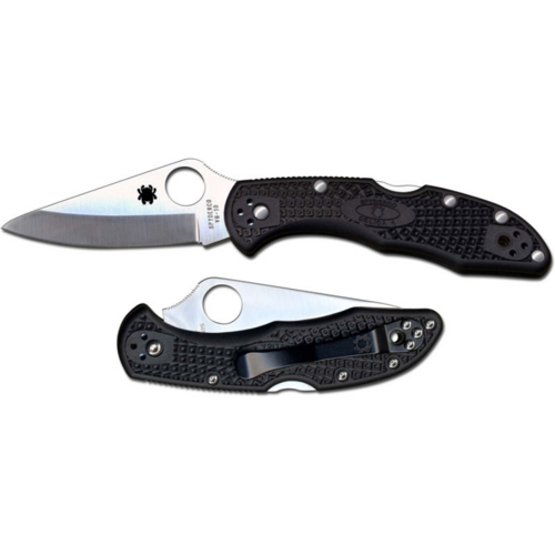 Spyderco DELICA 4 Lightweight Plain Blade w/ black scales